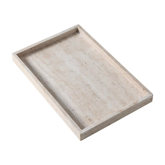 Natural Travertine Rectangular Decorative Tray 15"x10" – Stone Serving Tray