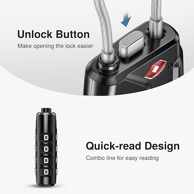 Puroma 4 Pack TSA Approved Luggage Locks, 4 Digit Combination Travel Locks Resettable Code Lock with Zinc Alloy Body for Suitcase, Toolbox, Backpack, Bag, Gym Locker (Basic Black)