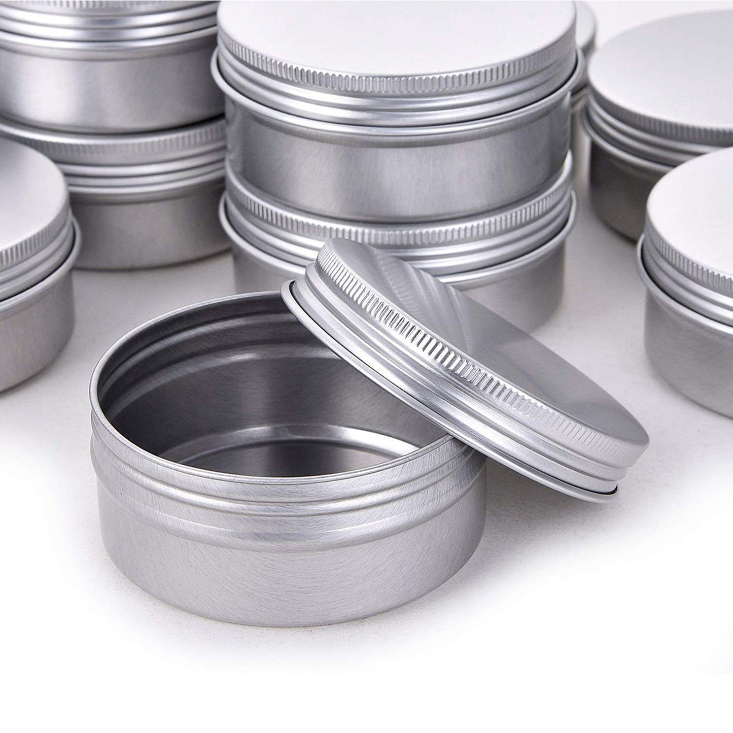 1 Ounce Aluminum Tin Jar Refillable Containers 30 ml Aluminum Screw Lid Round Tin Container Bottle for Cosmetic,Lip Balm, Cream, 60 Pack