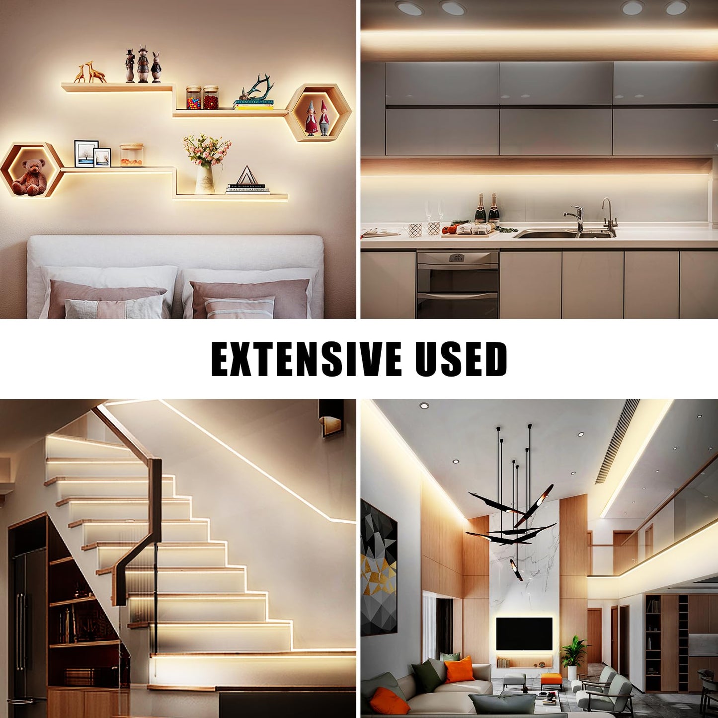 Tatazone White COB Led Strip Lights Max with RF Remote, 16.4ft 3000K CRI93+ Dimmable Bright Warm White COB Light Strip, Adhesive Indoor COB Led Lights for Living Room, Shelf, Cabinet