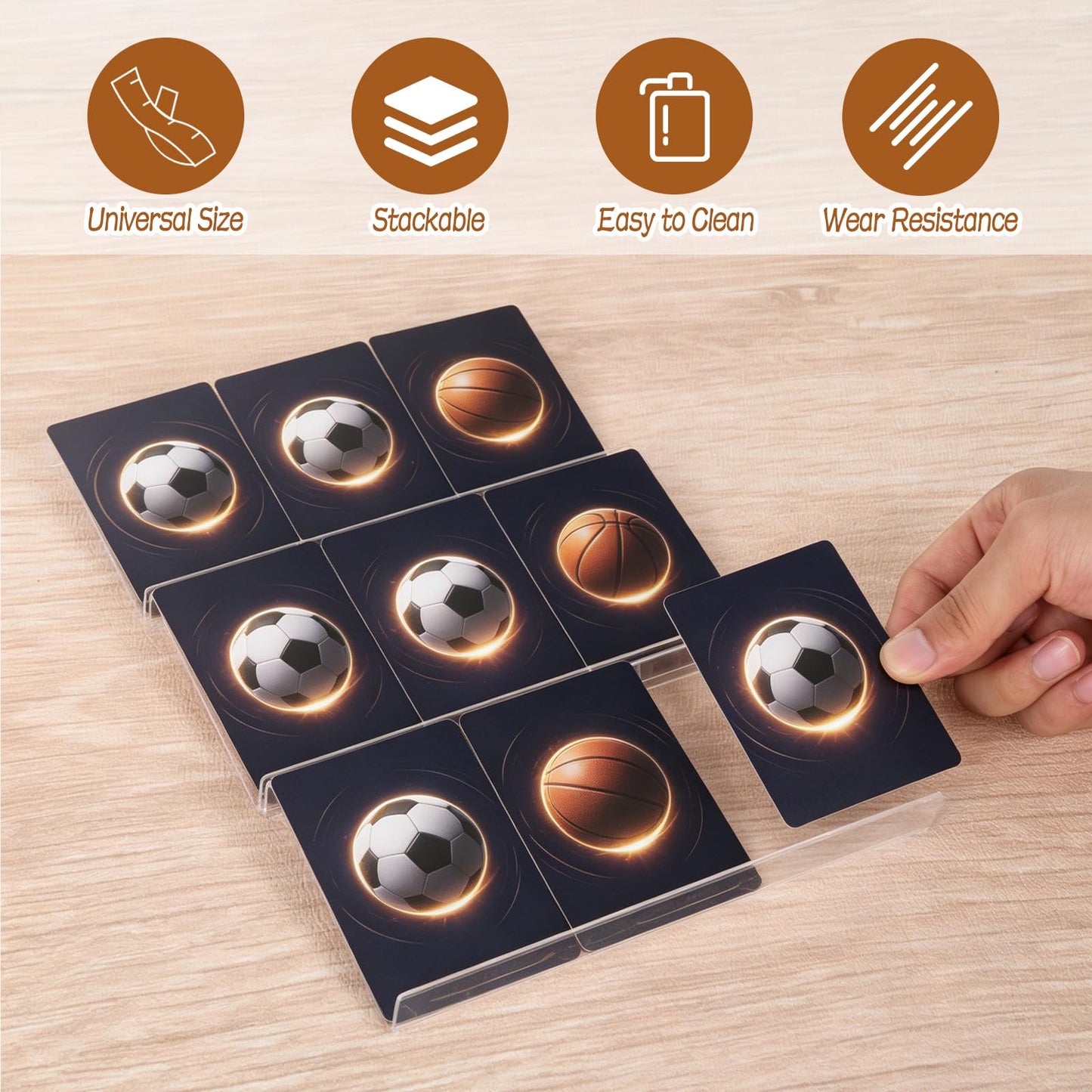 AIHSUMC 12 Pcs Trading Card Risers for Display Case, Acrylic Display Risers for Sports Cards, Clear Tiered Display Stand for Cases & Retail Glass, Graded Card Display Stand for Cardshow Vendor