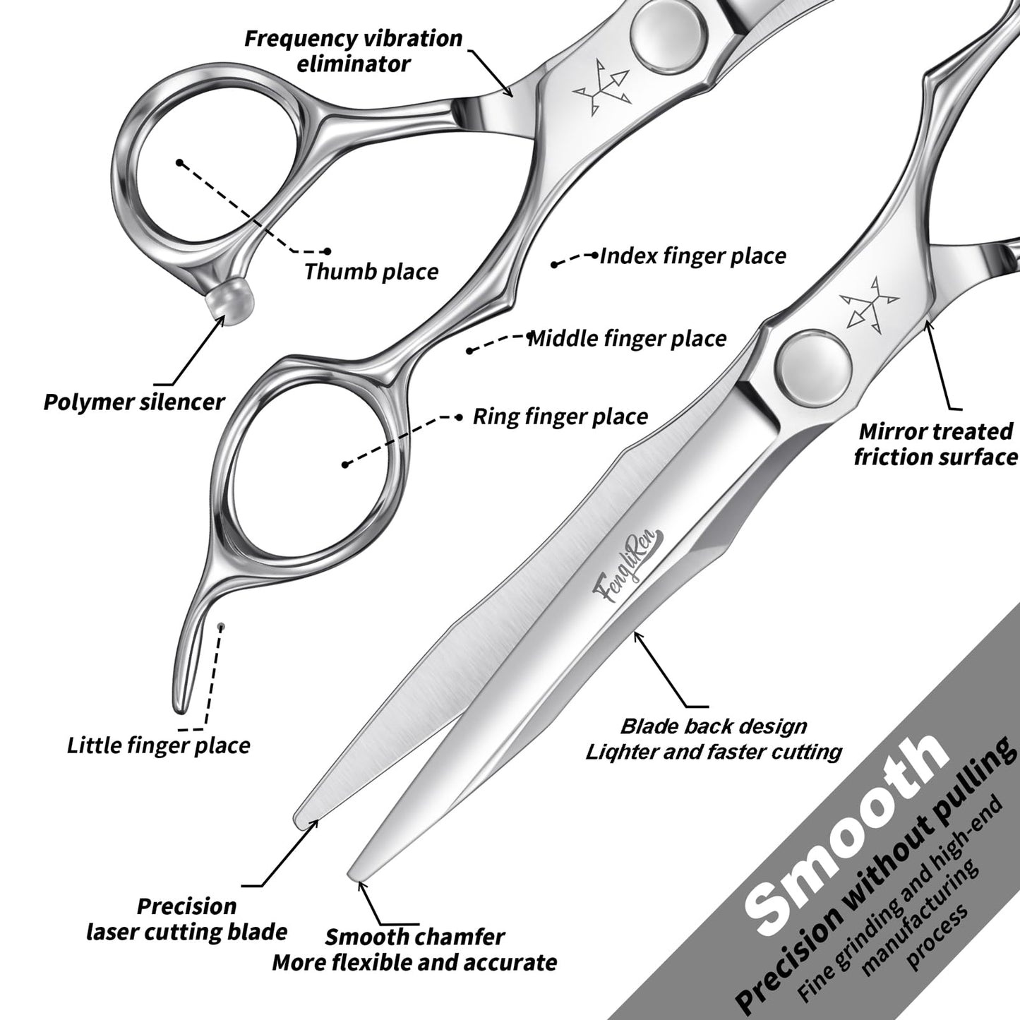 Fengliren High-end Professional Extremely Very Sharp Barber Hair Cutting Scissors Hairdresser Shears For Hair 6.3 Inch Haircut Scissor Made Of Stainless Steel For Hairdressing Salon and Home Use