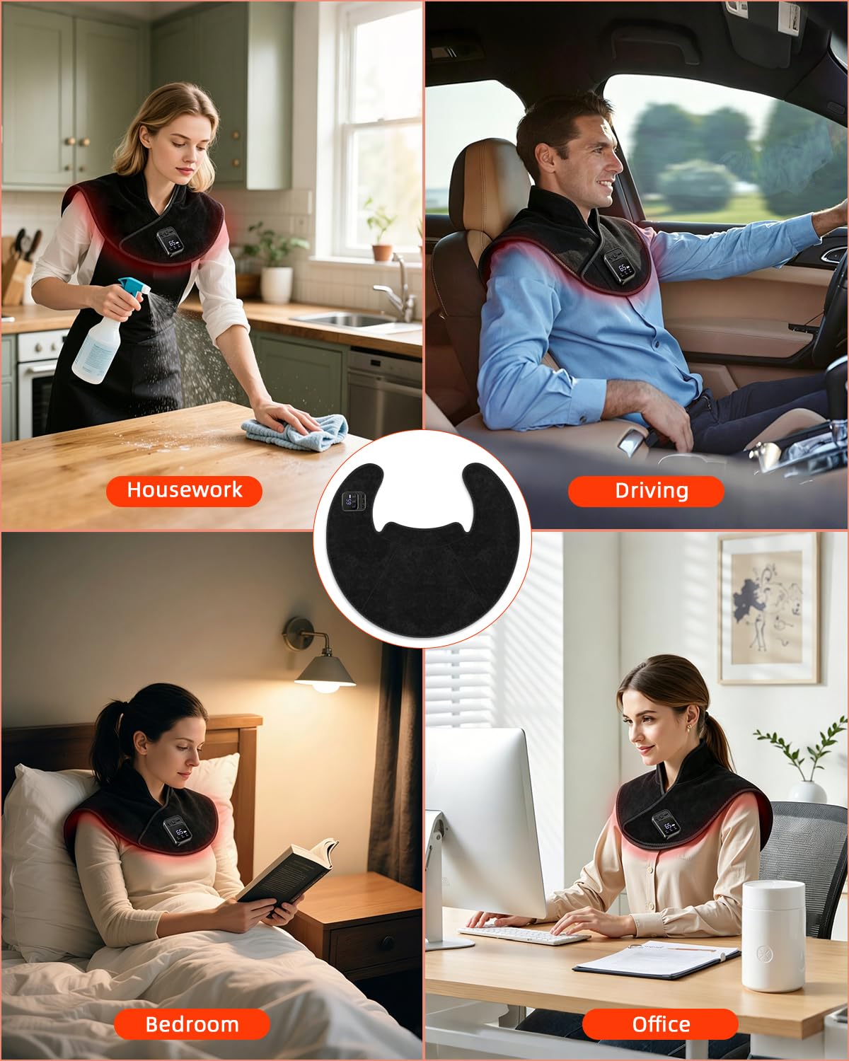 Red Light Therapy for Neck & Shoulder,660nm&850nm LEDs Infrared Light Therapy Pad with Massage,5000mAh Neck & Shoulder Massage with 3 Modes, 10-30mins Adjustable Timing
