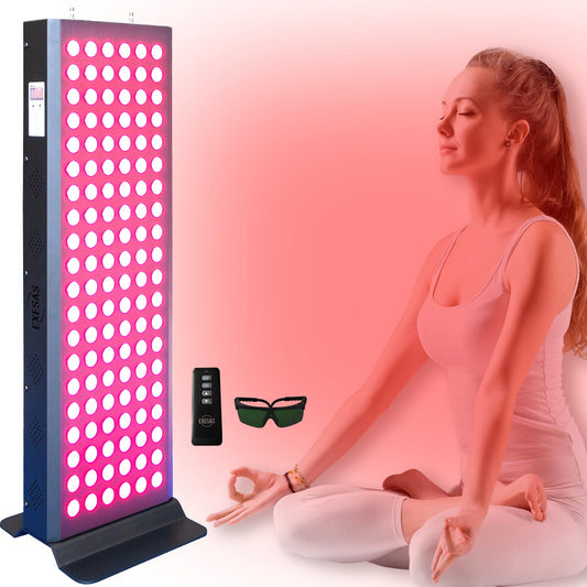 EXESAS Red Light Therapy Device for Full Body, 630nm, 660nm, 810nm & 850nm, Near Infrared Dual-Chip Clinical Grade LED Panel for Smooth Skin, Weight, Pain and Overall Wellness (120LED)