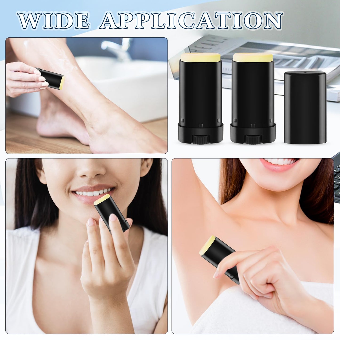 Mirrline 40 Pcs 15g Oval Lipstick Tubes Plastic Empty Deodorant Containers Refillable Lip Balm Bottles for DIY Deodorant Chapstick - Black