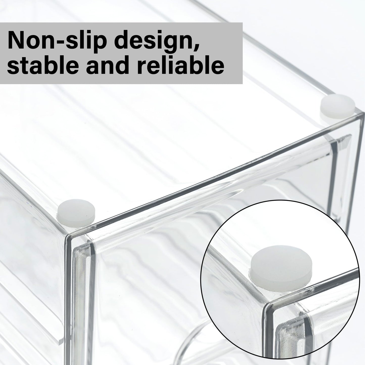Prsildan Acrylic Drawer Makeup Organizer with 4 Drawers, Set of 2 Office Desk Organizers Accessories, Clear Stackable Storage Drawers for Vanity, Countertop, Craft, Jewelry, Art Supply Organization