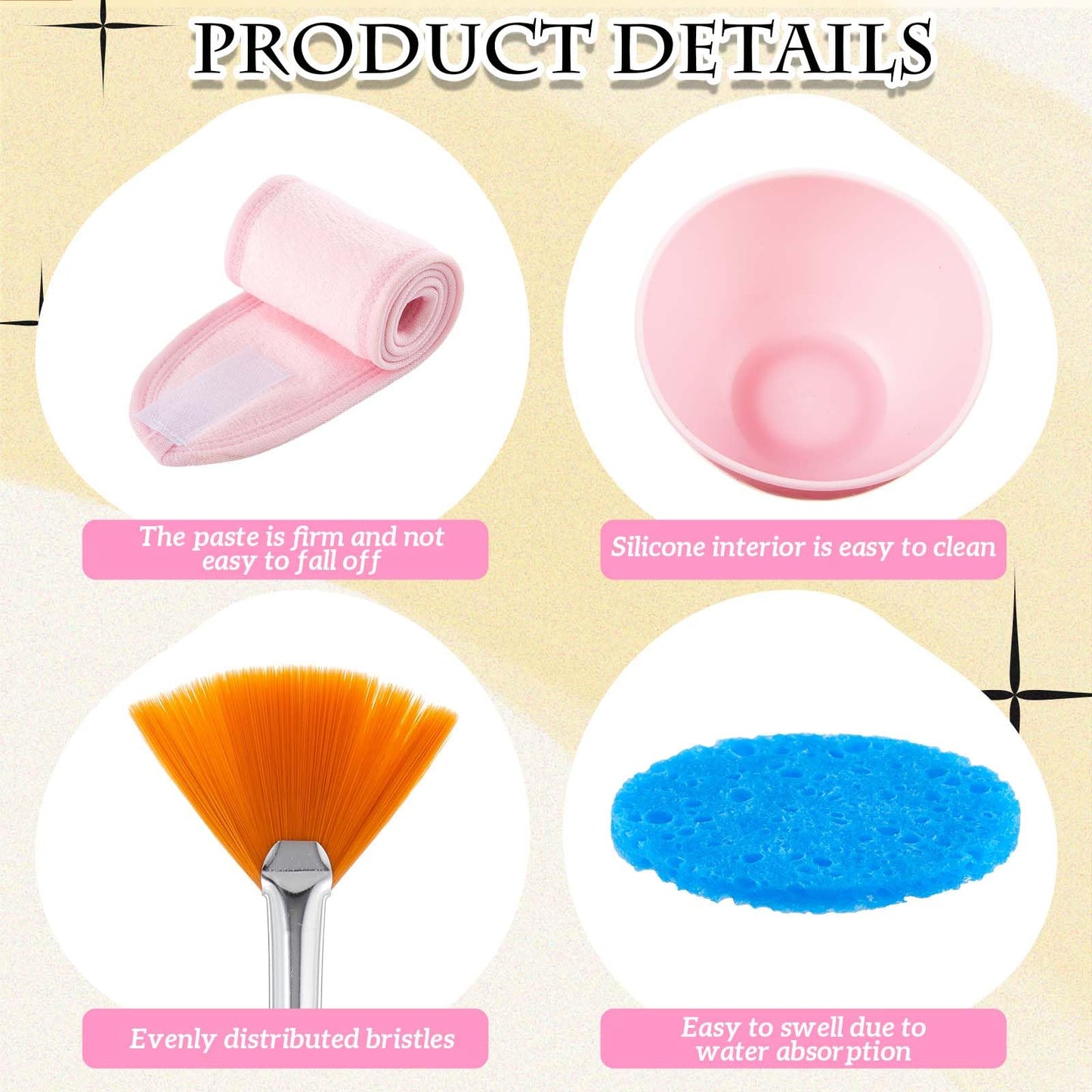 Reallnaive 37 Pcs Face Mask Mixing Bowl Set for Esthetician Supplies Tool Kit with Facial Mask Bowl Stick Spatula Soft Brushes Wet Puff Headband Clay Applicator Tools