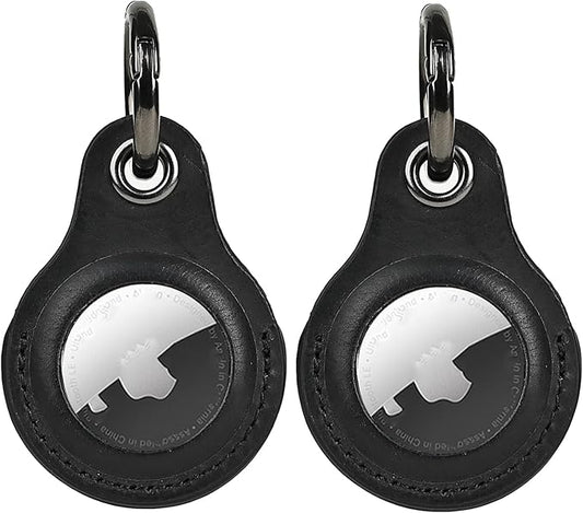 2 Pack Tusks Land Genuine Leather for AirTag Holder, Compatible with Apple AirTag, Anti-Loss Tracker Case for Dogs, Cats, Pets, Keys, Bags, Luggage, Durable & Stylish Accessory