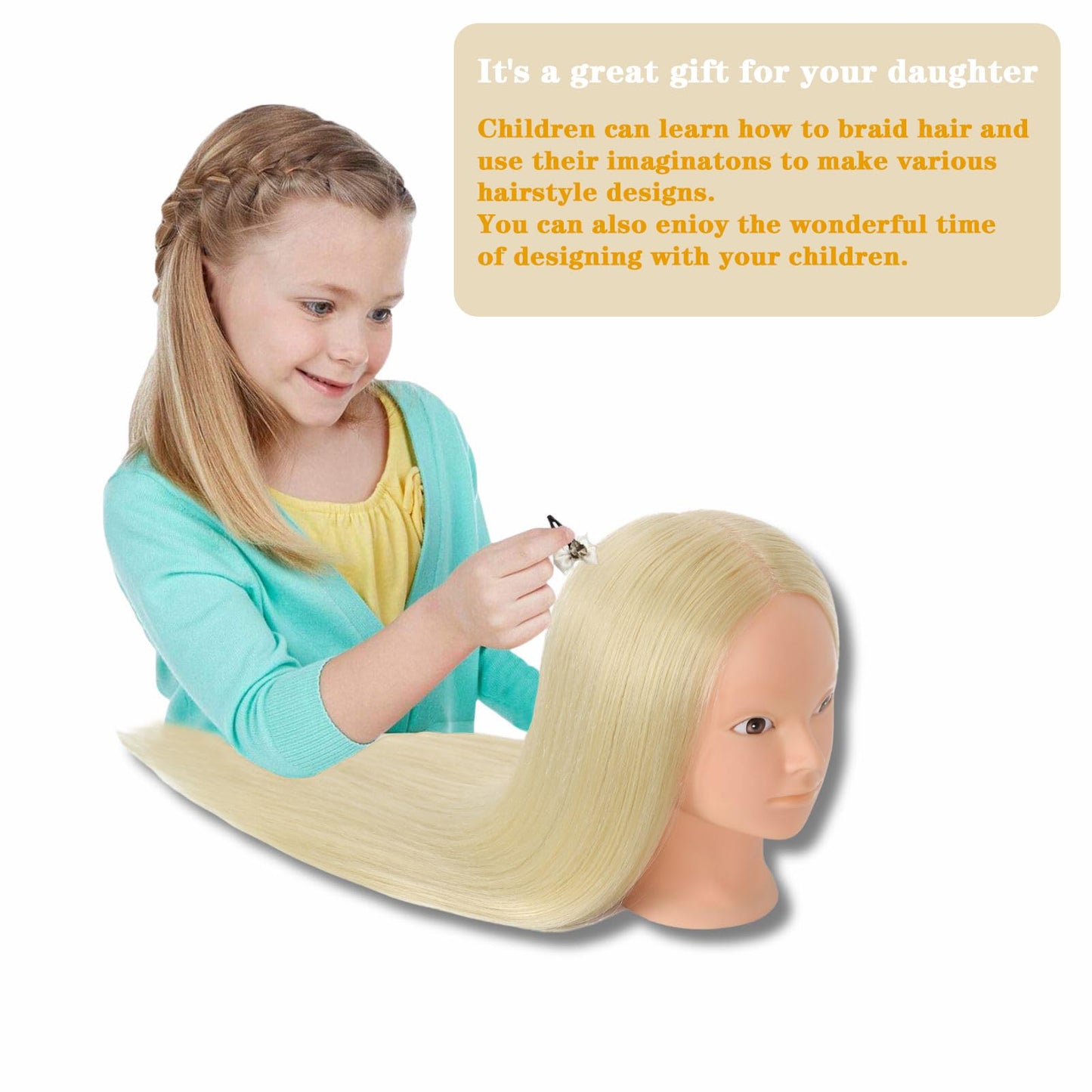 ZOMOI Mannequin Head 70% Real Hair Cosmetology Mannequin Doll Head for Makeup Practice(No Makeup 613#)