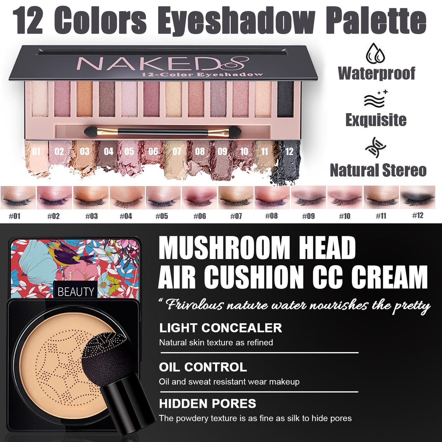 All in One Makeup Kit for Women Full Kit, Travel Make Up Gift Set Includes Eyeshadow,Foundation,CC,Primer, Lipstick,Mascara,Brow Powder & Soap,Eyeliner,Contour,Brush,Sponge,Bag