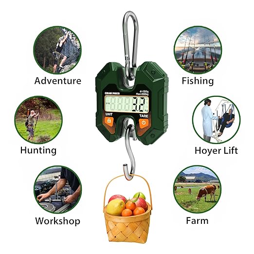 Digital Hanging Scale 660LB/300KG,Handheld Mini Crane Scale,Deer Hunting Scales,Digital Luggage Scale with Hooks for Farm，Fishing, Fish, Meat，Game,Outdoor.