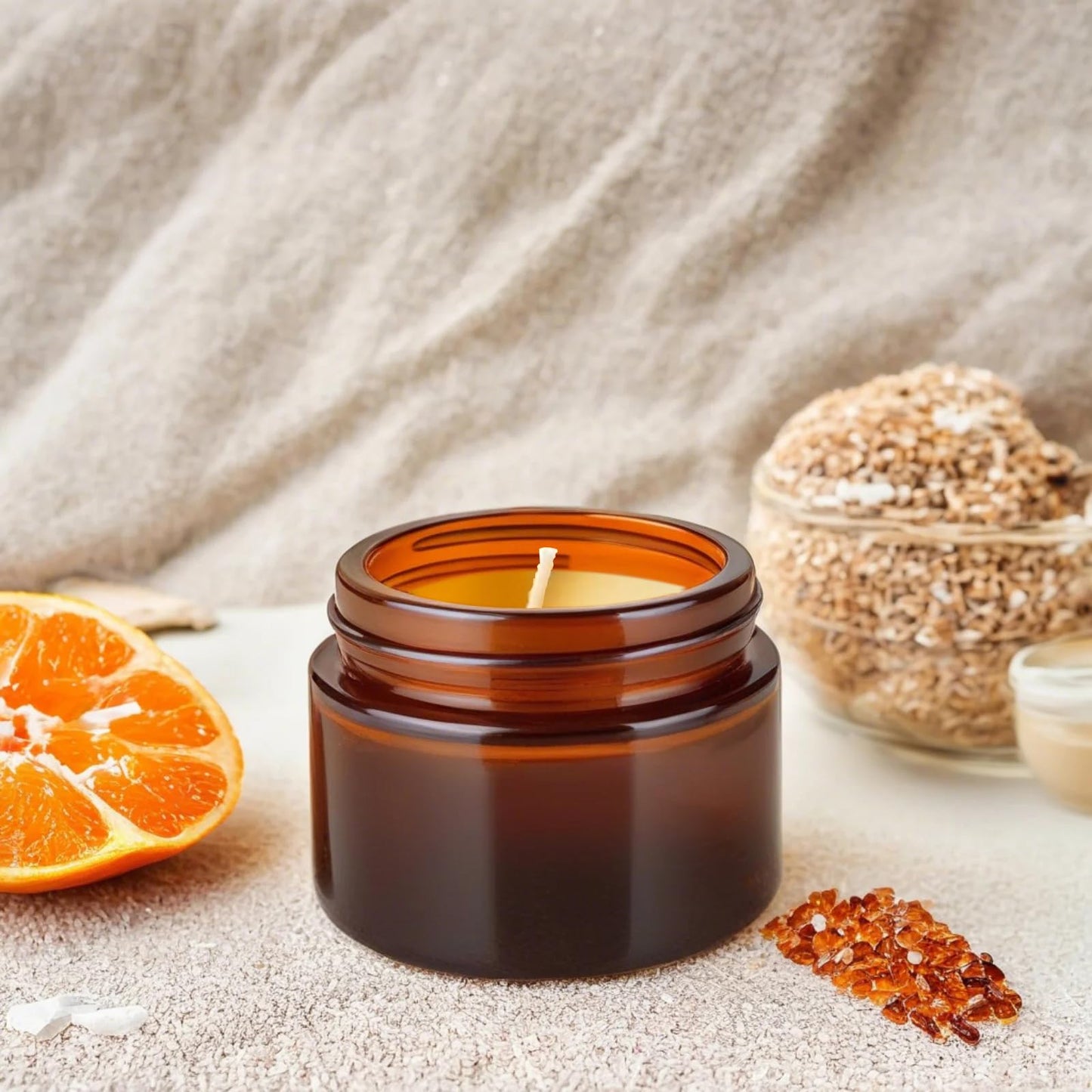 PetalPursuit 2oz Amber Glass Jars with Lids, 48 Pack Sample Containers for Storing Lotions, Moisturizers, Lip Balm and Cosmetics