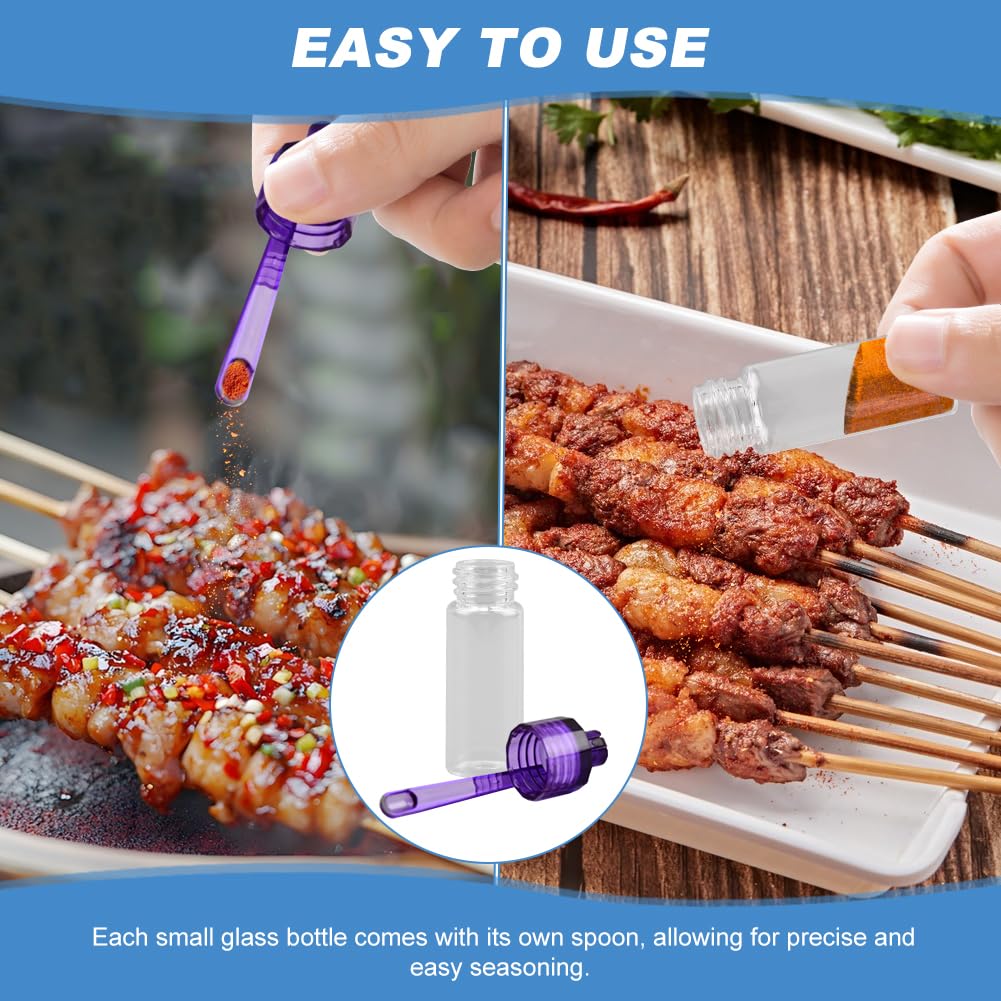 NOVYQREN Mini Glass Spice Jars Set,with 6 Pcs Mini Seasoning Bottles and Storage Box Leak-Proof Refillable Spice for Salt, Pepper, and Barbecue Seasoning for BBQ RV and Picnic(11 pcs)