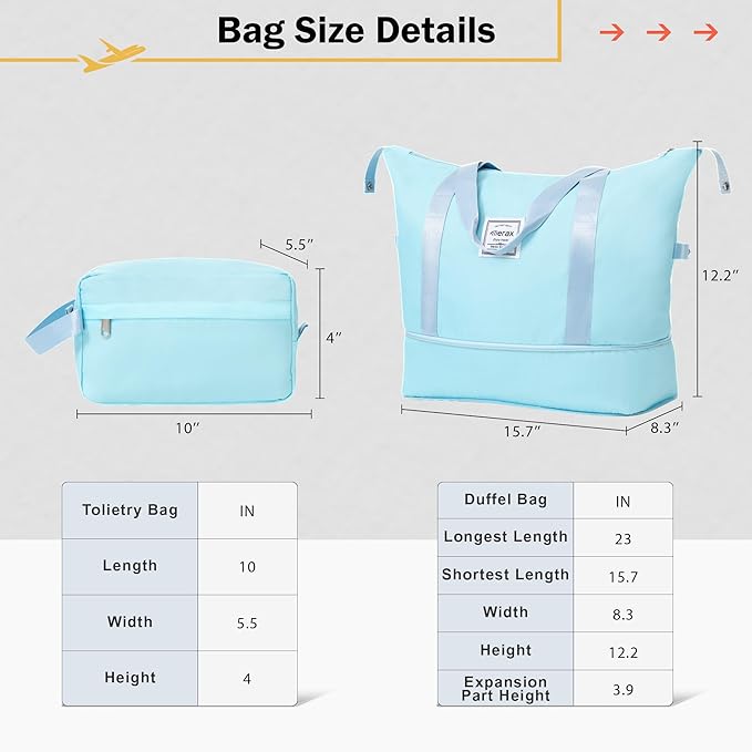 Merax Luggage Sets 2 Piece Suitcase Set, Hardshell 20 IN & 24 IN Suitcase Set with Duffel Bag, Travel Suitcases with Spinner Wheels and TSA Lock(Light Blue)