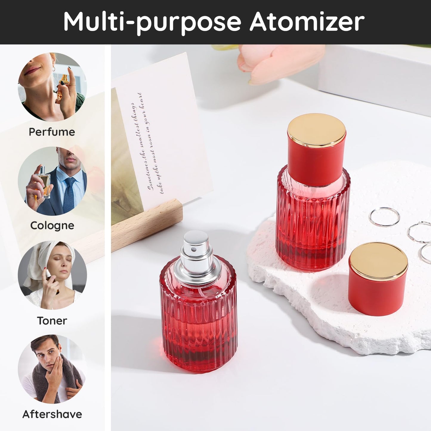 Segbeauty Refillable Perfume Spray Bottle, 1oz Glass Travel Perfume Bottles Container for Cologne with Dispensing Tool, 4 Packs Red 30ml Mini Empty Travel Cologne Atomizer Sprayer for Men Women