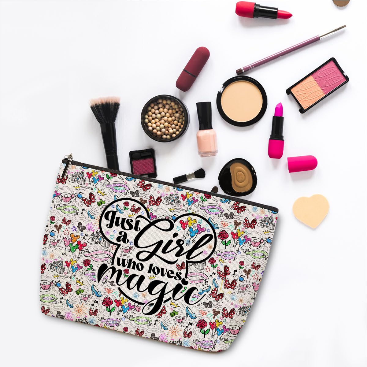 4PCS Cute Cartoon Print Makeup Bag Magic Cartoon Mouse Cosmetic Bag Cute Mouse Animal Lovers Gifts for Women Female Her Daughter Cousin Best Friend Bestie BFF Mothers Nurse Day Graduation Birthday