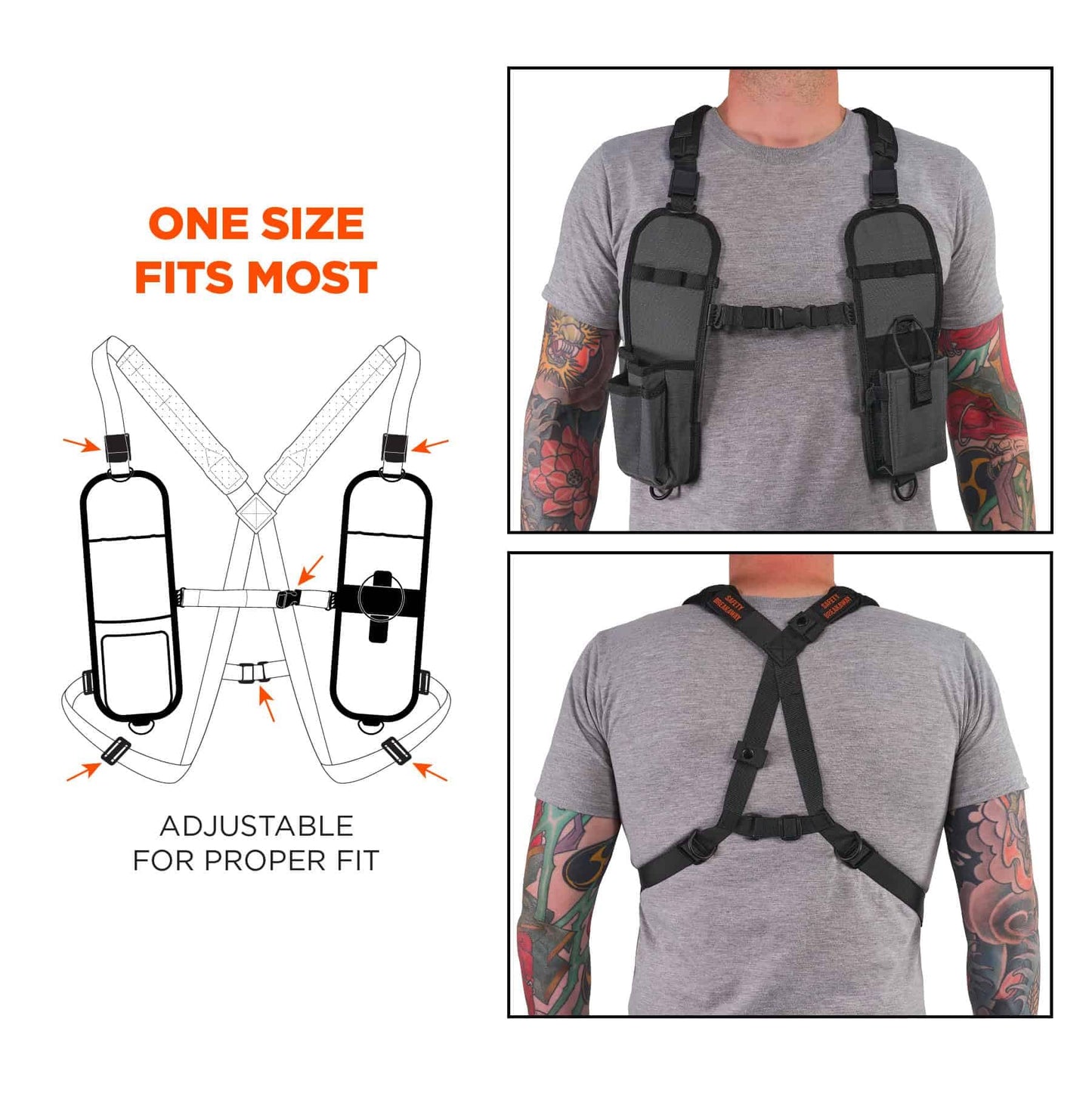 Ergodyne Squids 3144 Dual Shoulder Radio Holster Harness for Barcode Scanners