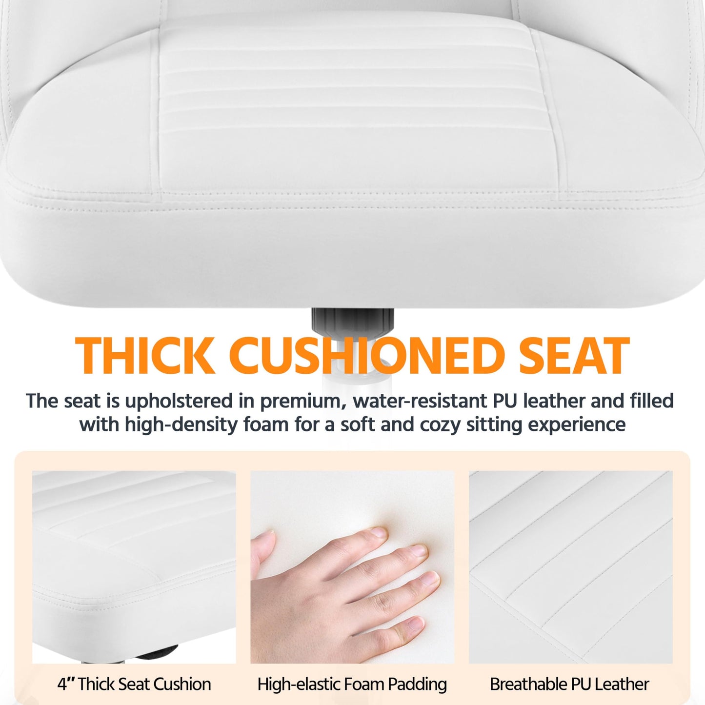 Yaheetech Mid Back PU Leather Armless Desk Office Chair, Modern Vanity Chair with Rolling Wheels, Metal Base White