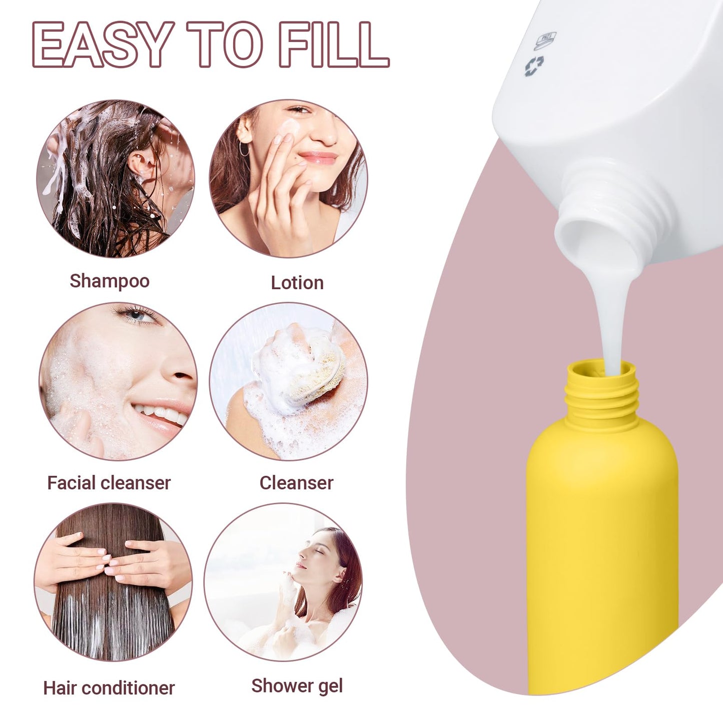 UMETASS Travel Shampoo Bottle, Empty Plastic Squeeze Bottles 8.8oz with Flip Cap, Lotion Container for Toiletries Travel Size Shampoo and Conditioner