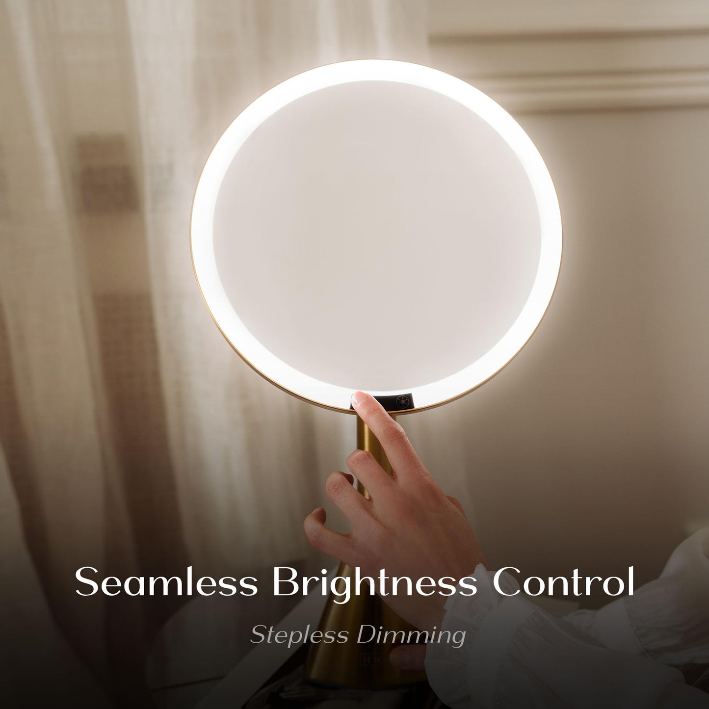 Ilios Lighting 9" Lighted Makeup Mirror with 5X Magnification – Rechargeable LED Vanity Mirror, Adjustable Lighting (3200K–6500K), 1000 Lux Brightness, Stepless Dimming (Gold)