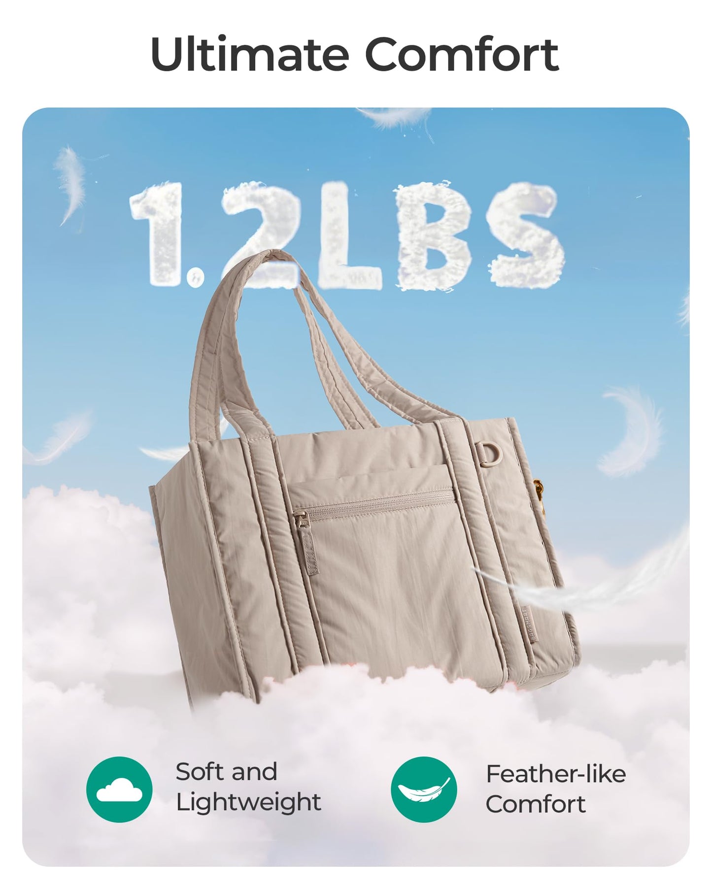 BAGSMART Boxy Tote Bag for Women, Crossbody Bag with Zipper, Crush Bow Purses for Travel Work College, Cream, Small