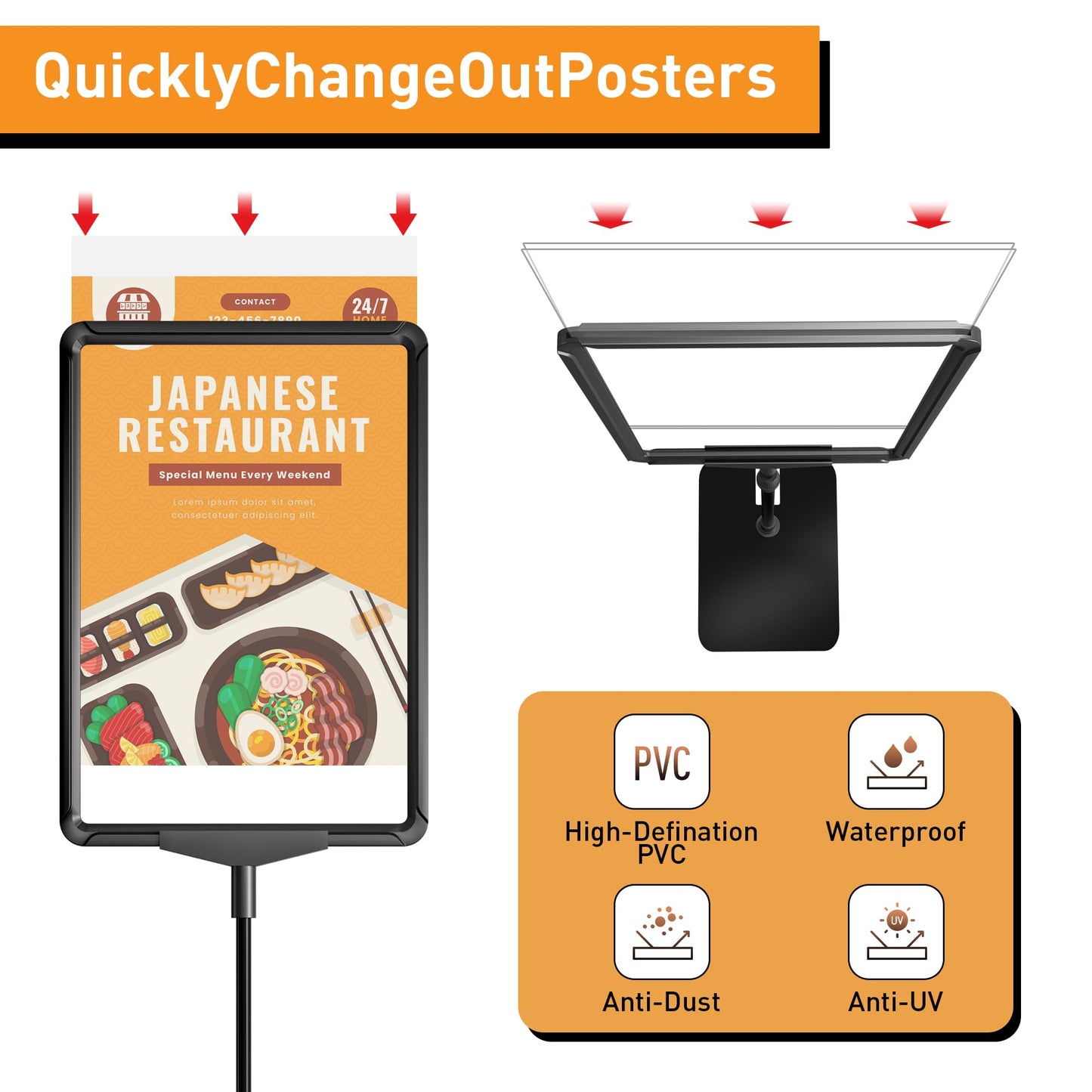 RANDUN Sign Holder Stand 8.5x11 inch Sign Stand for Display Tabletop Advertising - Poster Sign Stands Adjustable Floor Standing Sign Holder Signage Stand - Menu Holder Stand 2 Pack