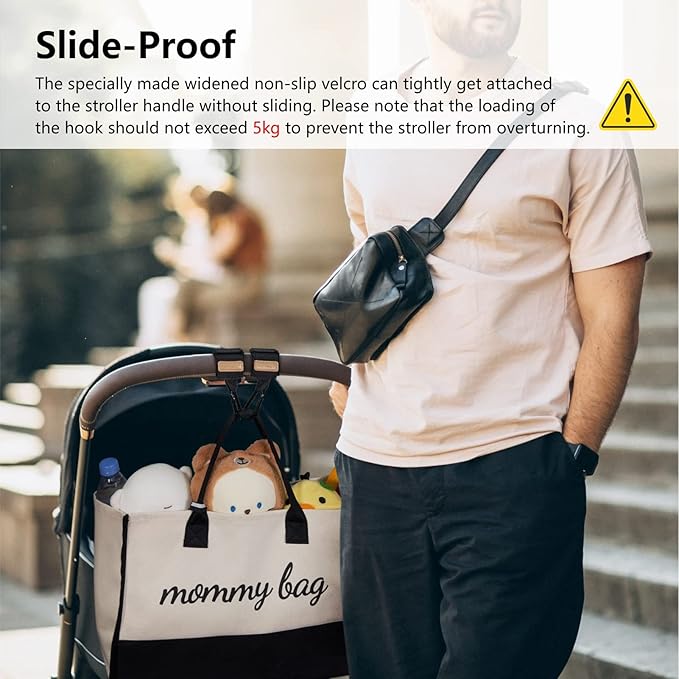 TOPDesign Universal Baby Stroller Organizer, Stroller Caddy with Heightened Insulated Cup Holders & Non-Slip Secure Hooks Accessories, Fits Most Strollers, Machine Washable (Green)