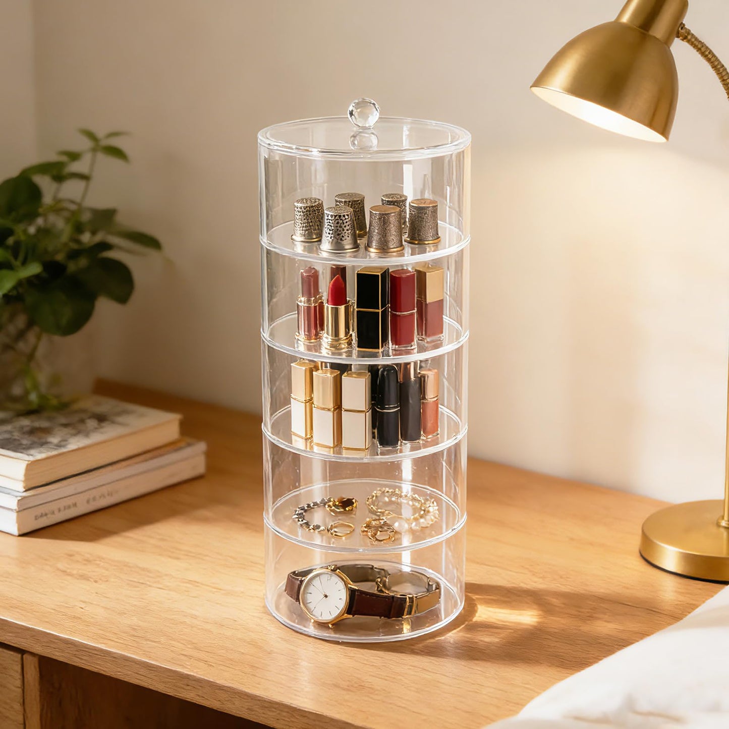 1 Pack 5 Layers Acrylic Belt Organizer Stackable Storage Box Clear Display