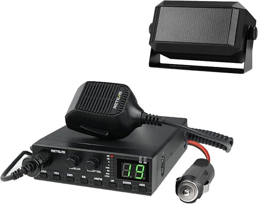 Retevis MB2 AM/FM Professional CB Radio, 40 Channels Base Station with 5W Mini External Speaker, Squelch Knob ASQ Function, VOX, Auto-Scan, Long Range CB Radios for Cars, Truckers, Black