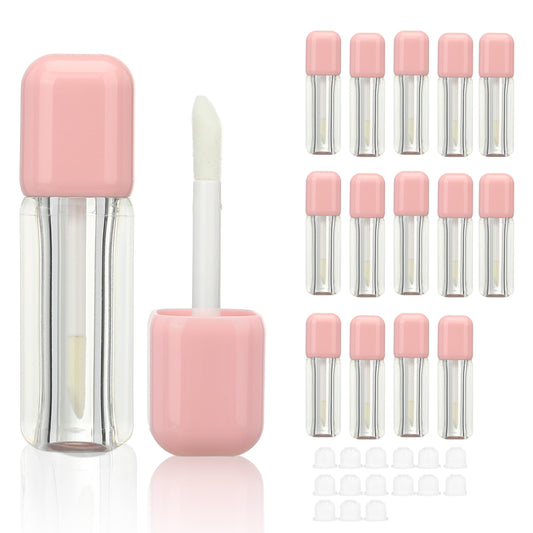 COSIDEA 14pcs Pink 7ml Square large doe foot applicator lip gloss tubes for DIY lipgloss containers tubes with big wand