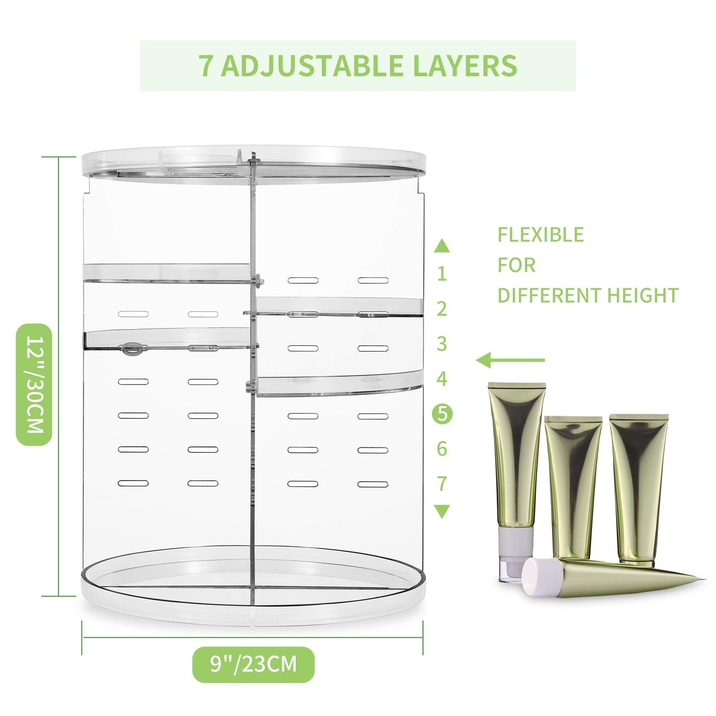 COYAHO 360 Rotating Makeup Organizer, Spinning Countertop, Cosmetic Holder Shelf, Make Up Organizers and Storage for Bedroom, Transparent