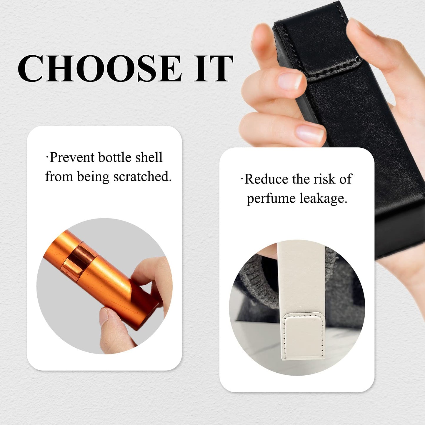 LISAPACK Black Perfume Atomizer Spray Bottle（3PCS） With A Black Perfume Atomizer Holder For Travel