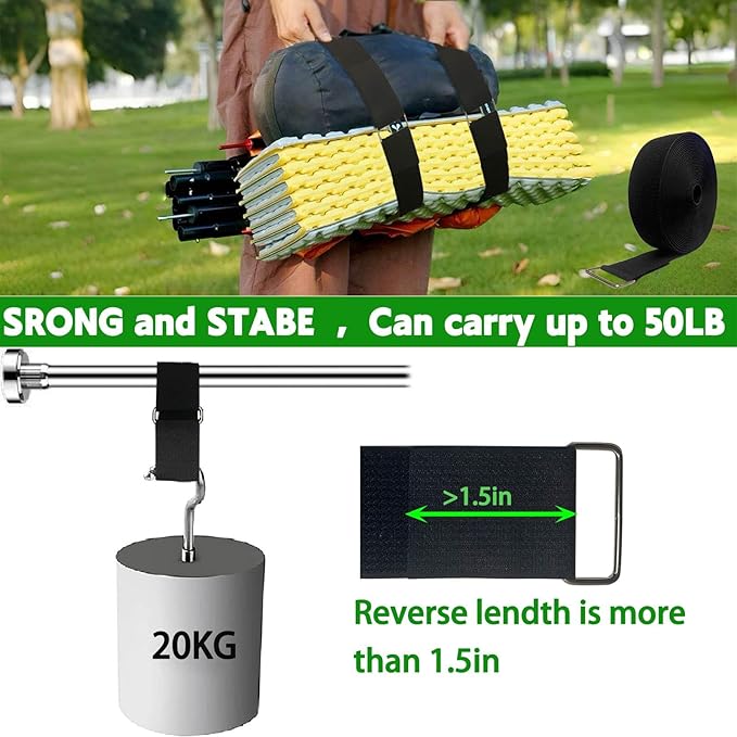 2inx32ft Hook and Loop Cable Straps with 25 Metal Buckles, Adjustable Fastening Straps, Reusable Free Cut Length Cord Straps