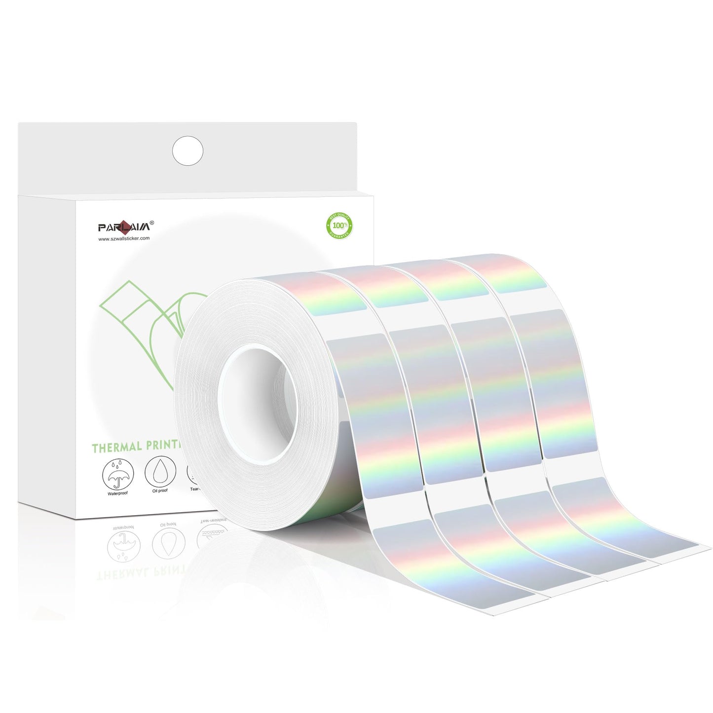 PARLAIM Label Maker Tape,Thermal Label 1/2" x11/2 640 Labels/4Rolls,Thermal Sticker Compatible with D30 Label Printer,Self-Adhesive Label Tape for for Home Office Small Business Holographic Silver
