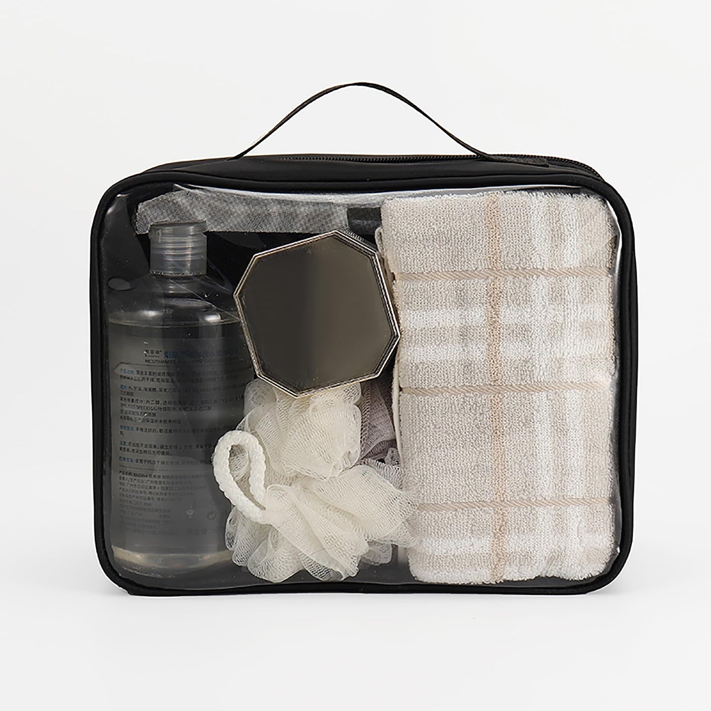UEOE TSA Approved Toiletry Bag, Clear Makeup Bags with Multi Layer Mesh Pockets, Portable Large Capacity PVC Cosmetic Bags with Zipper for Travel Essentials