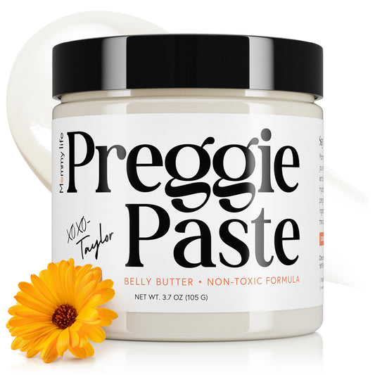 MOMMY LIFE Preggie Paste Belly Butter – Stretch Mark Cream for Pregnancy & Postpartum | Non Toxic Oil Based Moisturizing Cream with Manuka Honey & Vitamin E - 3.7oz