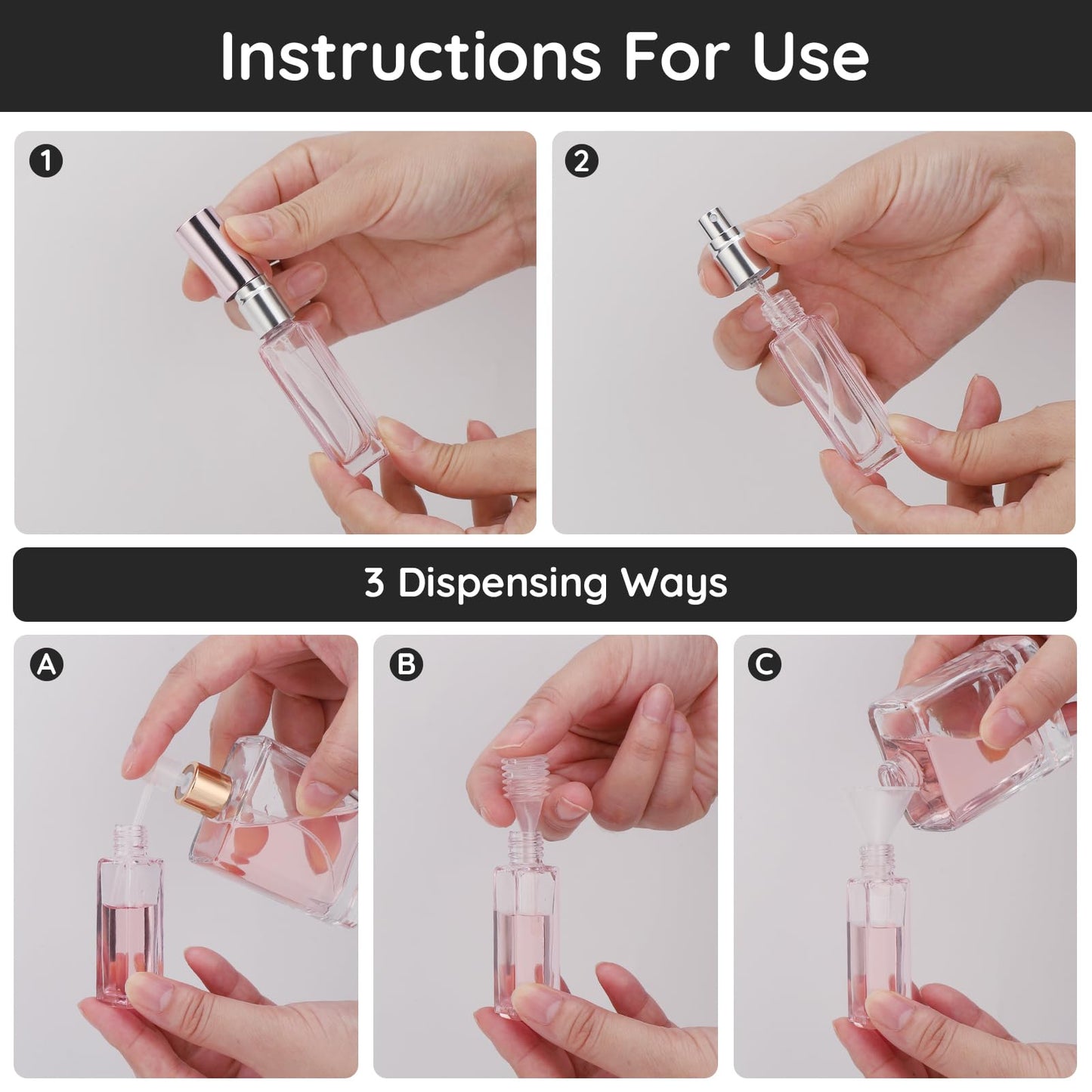 Segbeauty 10ML Refillable Perfume Bottle, 10 Packs Fine Mist Atomizer Sprayer, Empty Glass Spray Bottle Mini Portable Travel Atomizer for Toiletries, Fragrance Scent Pump Dispenser