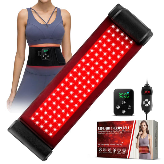 2-in-1 Cordless Red Light Therapy Belt, Wired & Wireless Controller 3000mAh Rechargeable Battery Magnetic LED Screen, 49" * 7" Wearable 660nm & 850nm Red Light Therapy Wrap Belt for Body
