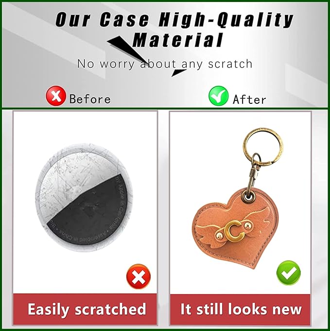 Initial Letter Leather Alphabet Keychain Holder Case Compatible with AirTag,Cute Protective Air Tag Cover with Bronze Keyring,Anti-Scratch Finder GPS Tracker Case for Pets Keys Wallet Luggage(C)