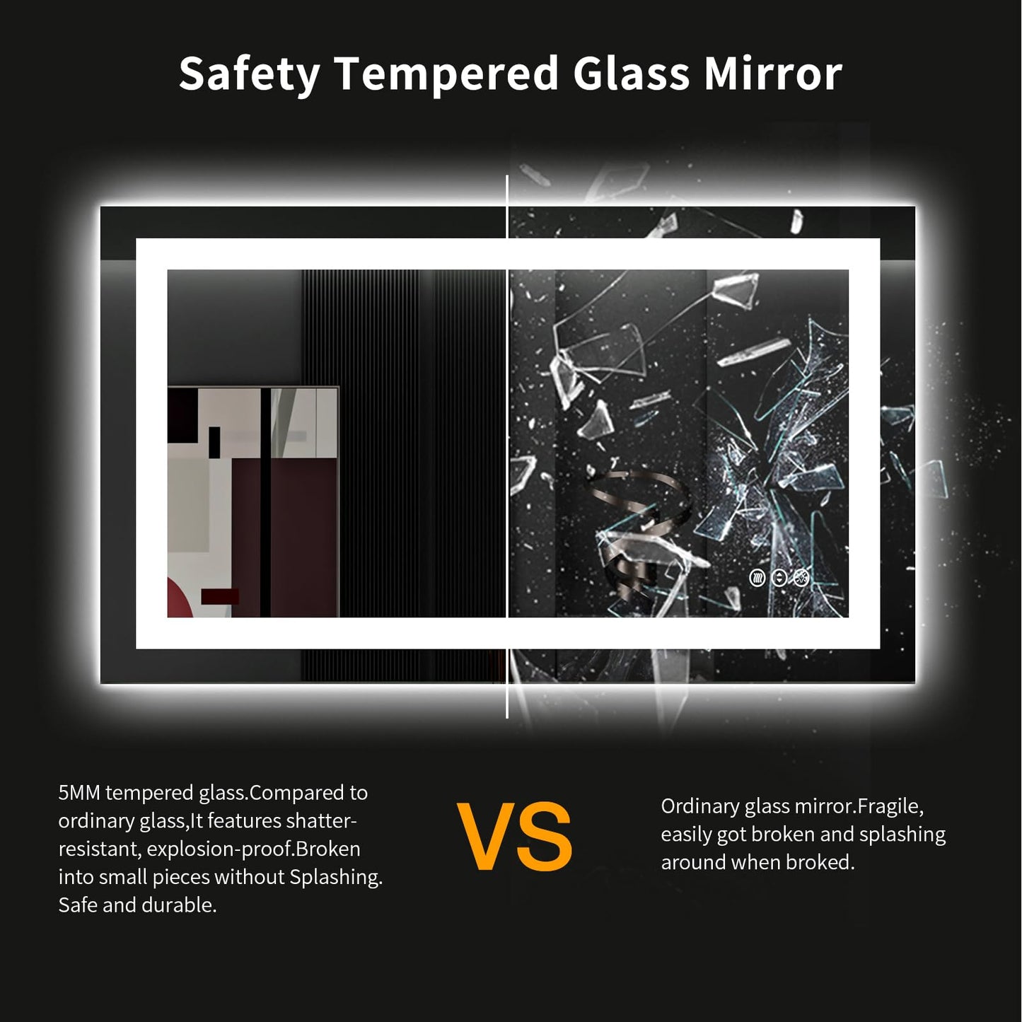 LOAAO 40X24 LED Bathroom Mirror with Lights, Anti-Fog, Dimmable, Backlit + Front Lit, Lighted Bathroom Vanity Mirror for Wall, Memory Function, Tempered Glass (Safe to Use)