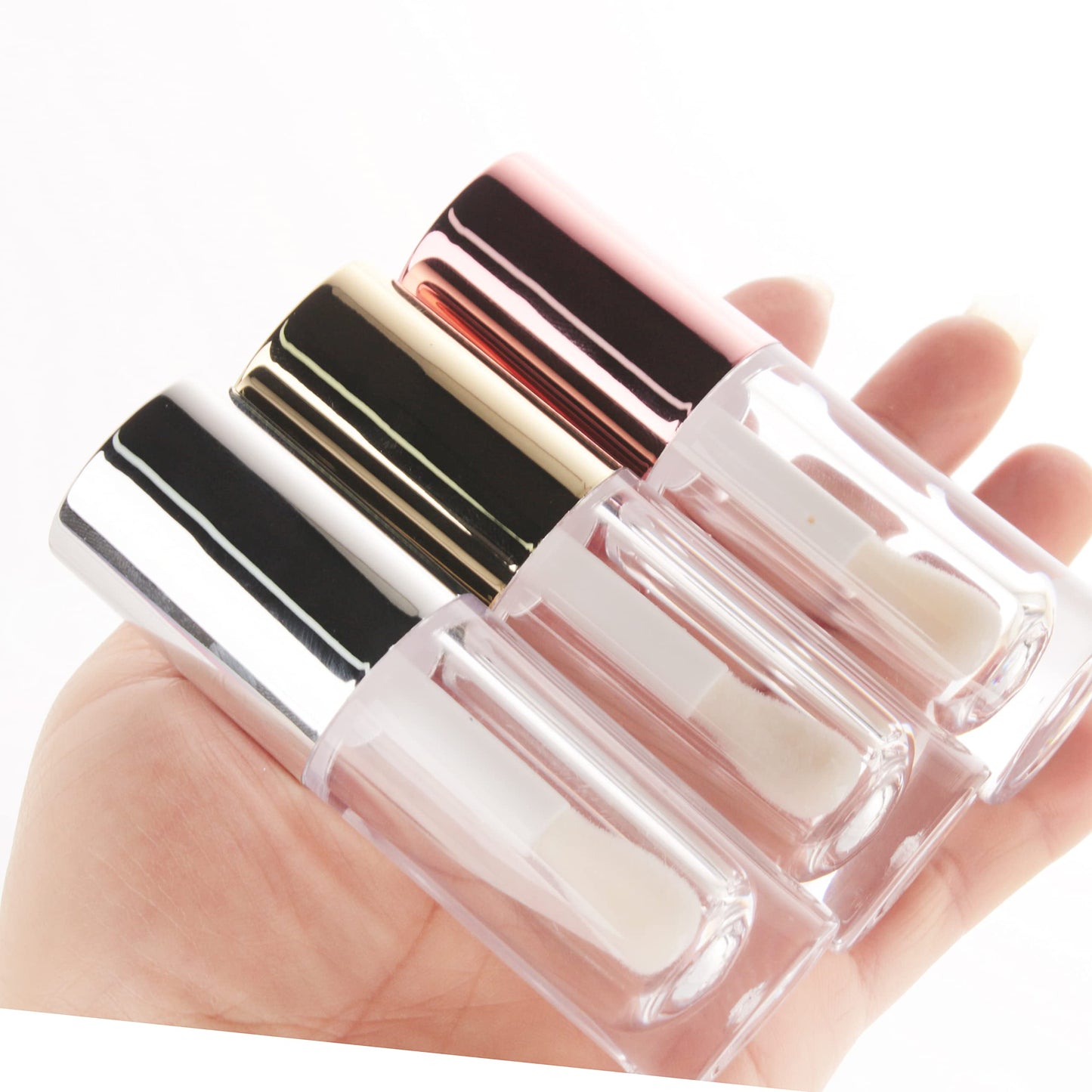 COSIDEA 14pcs Empty 6ml big doe foot wand Chunky lip gloss tubes for DIY lipgloss,Pink round lipgloss containers tubes with thick wand (Gold)