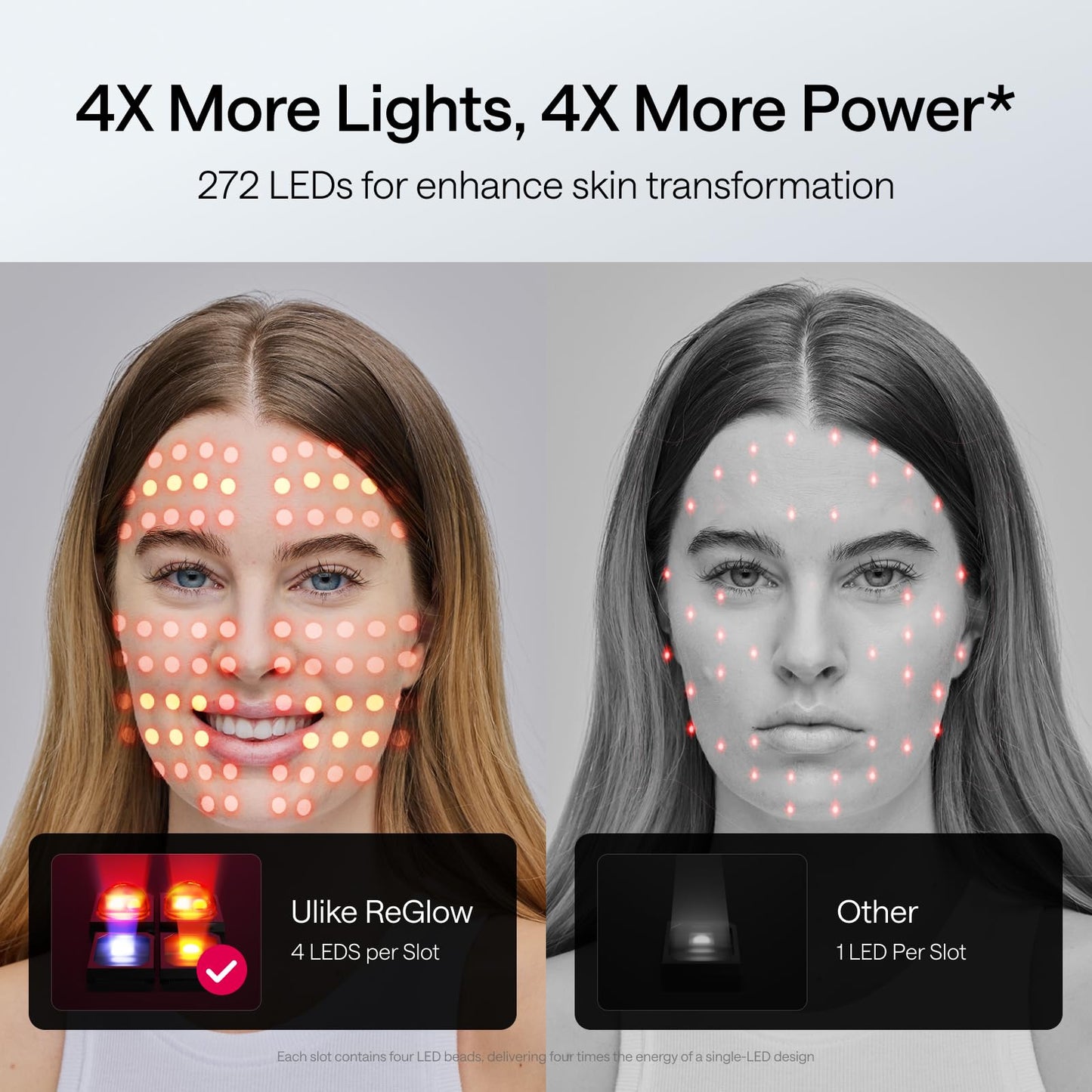Ulike ReGlow LED Face Mask, Red Light Therapy for Face, Red, Blue, Yellow & Infrared Light Therapy for Acne & Anti-Ageing, Cordless, Remote Control, Eye Protection, Home Skincare Device for Women Wife