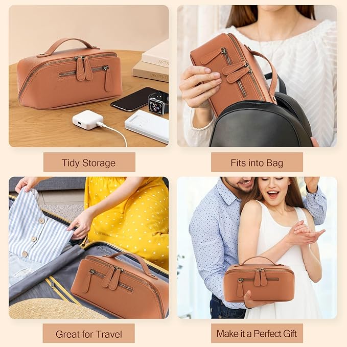 Electronic Organizer Accessory Tech Pouch Water Resistant Travel Bag for MacBook Charger, Cables, Power Bank, Hard Drive, Cords Storage，with Removable Card Slots for Memory Card(brown)
