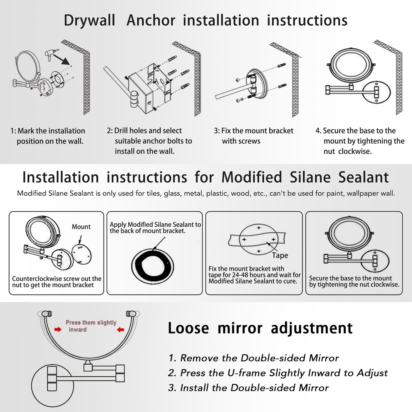Rechargeable Wall Mounted Lighted Makeup Mirror with Magnification Gold, 8 Inch 1X/10X Magnifying Two Sided Led with Lights, 360 Swivel Extendable Shaving Mirror for Bathroom, Brushed Gold