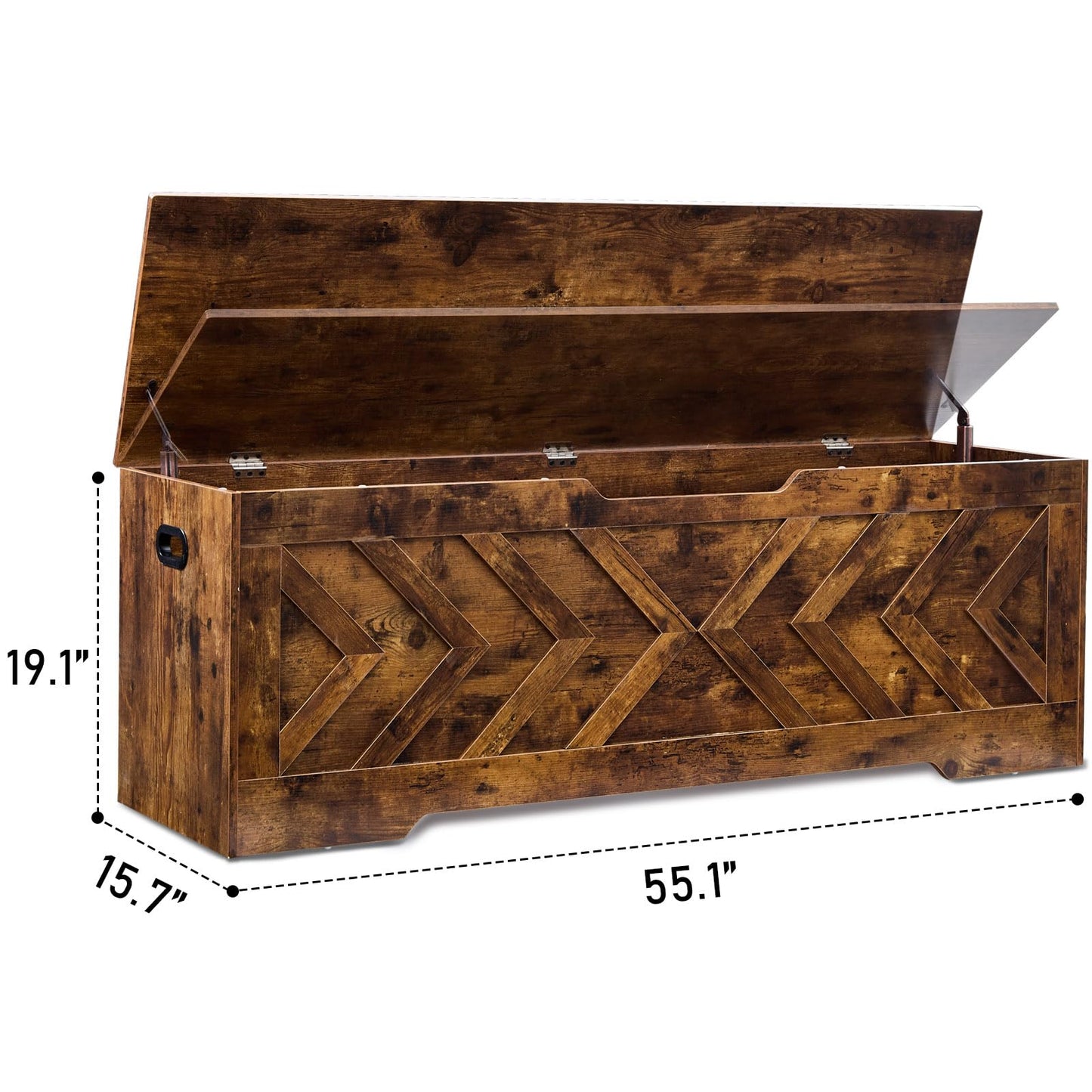 XDliv 55.1” Storage Bench, Extra Large Entryway Bench with Storage,Storage Chest with 2 Safety Hinges,Blanket Storage,Shoe Storage Chest for Bedroom,Living Room,Easy Assembly. (Rustic Brown)