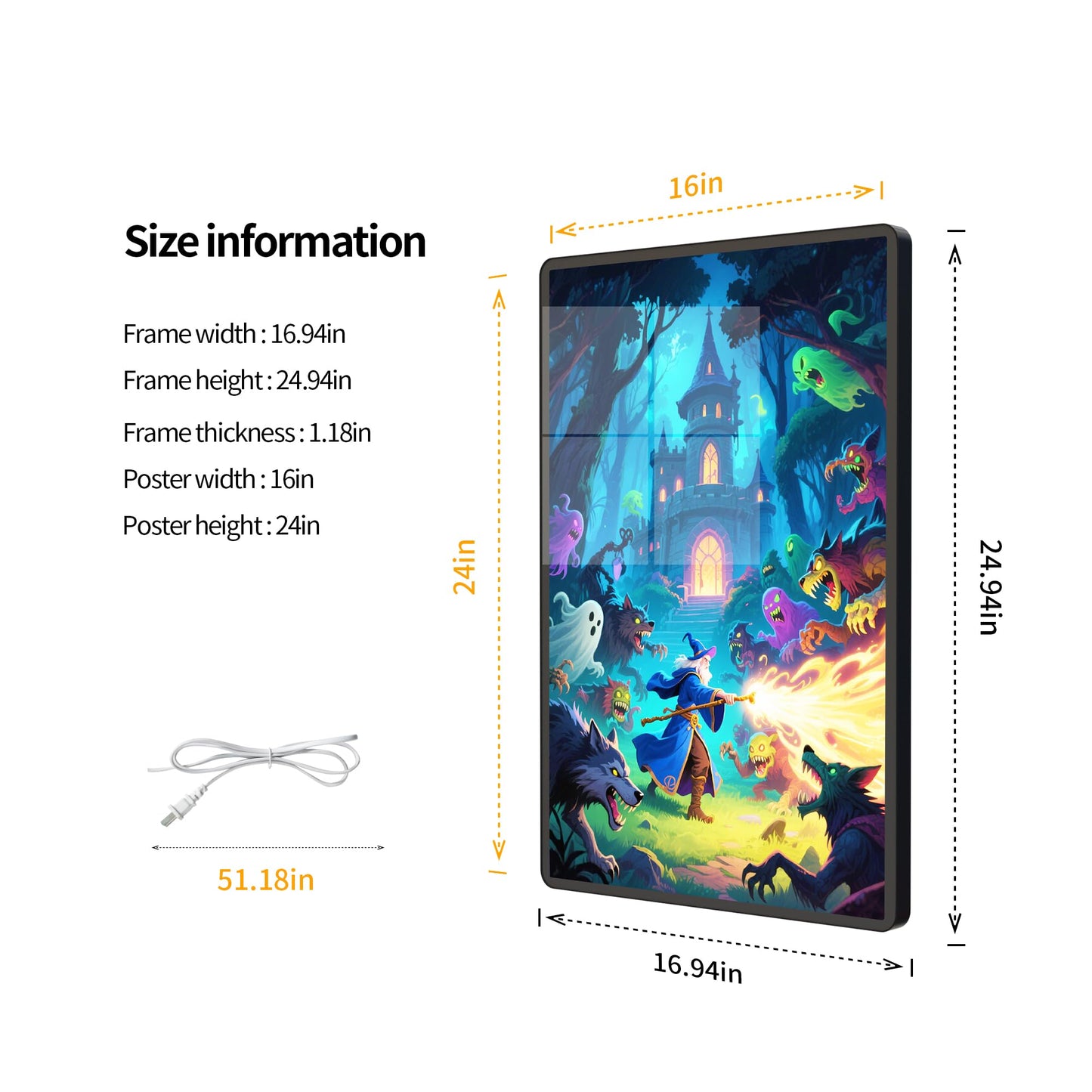 Cjgyz LED Light Box Frame | 16x24 Cinema Light Box for Posters & Wall Art | Lighted Digital Signage Display & Advertising Sign