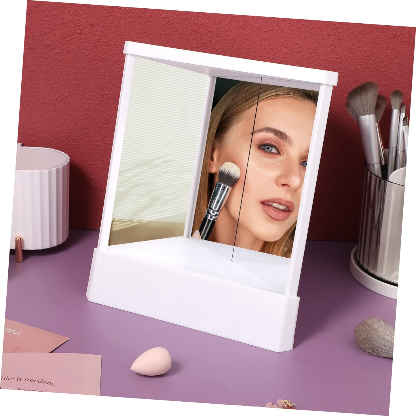 FRCOLOR Reverse Makeup Mirror 9.05X7.48 Inch Non Reversing Vanity Mirror True Image Reflection Desktop Standing for Home and Travel