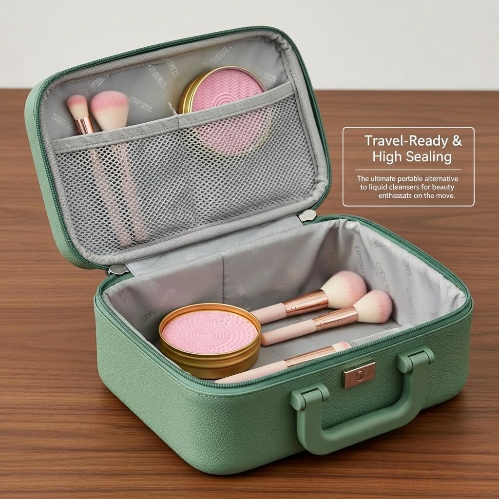 Shellfairy Makeup Brush Cleaner Soap With Silicone Cleaning Pad, Cleans Waterproof Makeup For Synthetic & Natural Brushes & Sponges, Deep Cleaning, 100g/3.53oz (White)