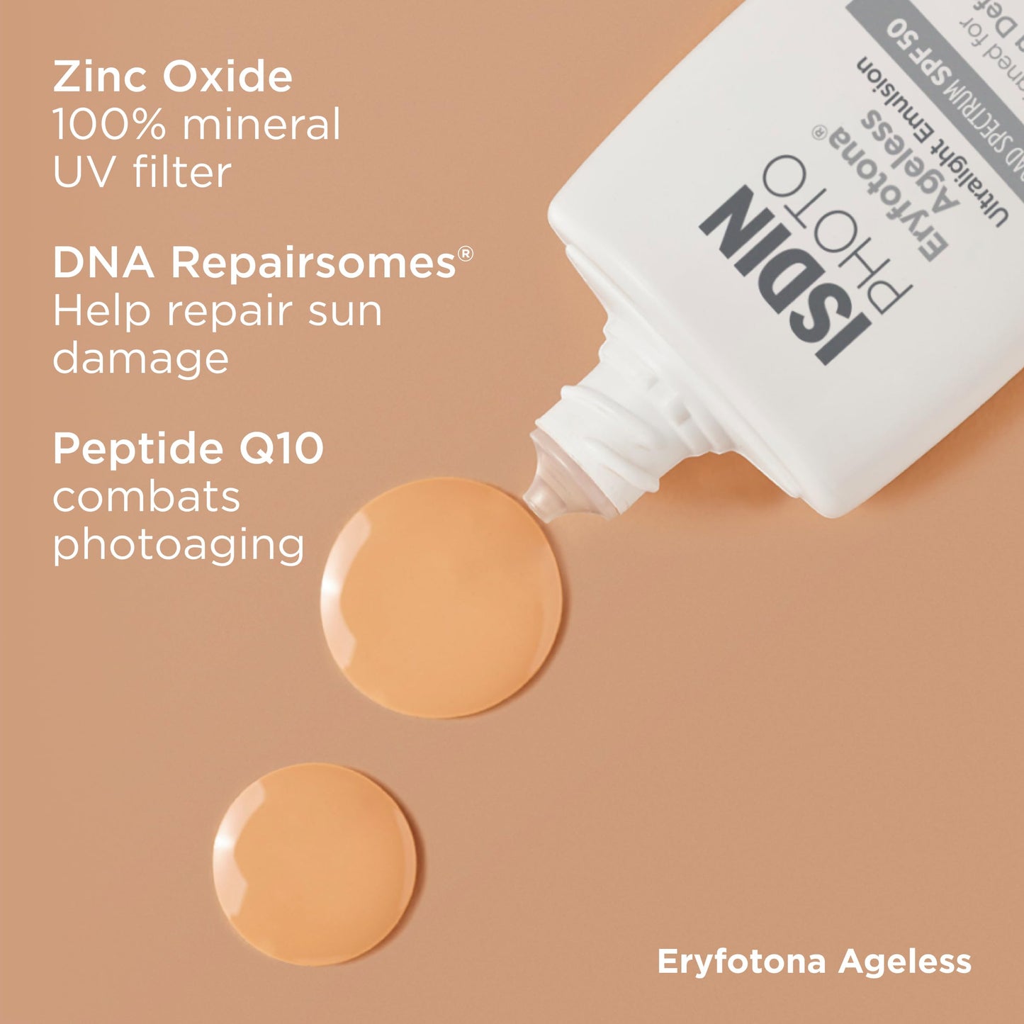ISDIN Eryfotona Ageless SPF 50, Tinted Mineral Sunscreen for Face with Zinc Oxide, Anti-Aging Sunscreen, No White Cast, Dermatologist Recommended, 1.7 Fl Oz