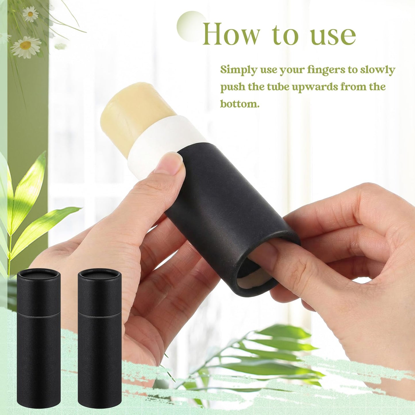 Teenyyou 20 Pcs 1oz Empty Paperboard Deodorant Containers Kraft Cardboard Deodorant Tubes Push-up Lip Balm Tubes Solid Perfume Container Lotion Sticks Jars for DIY Homemade Cosmetic Samples,Black